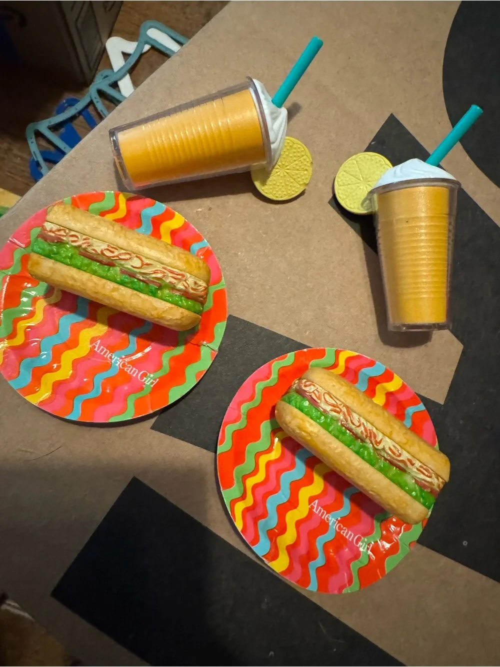 American Girl Doll picnic set sub sandwiches & smoothies